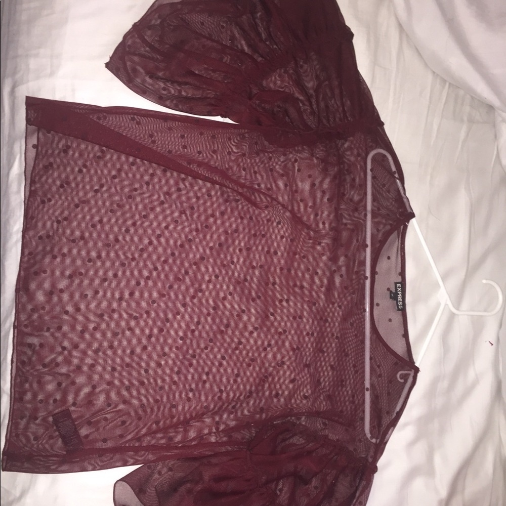 Burgundy top w/ polka dots